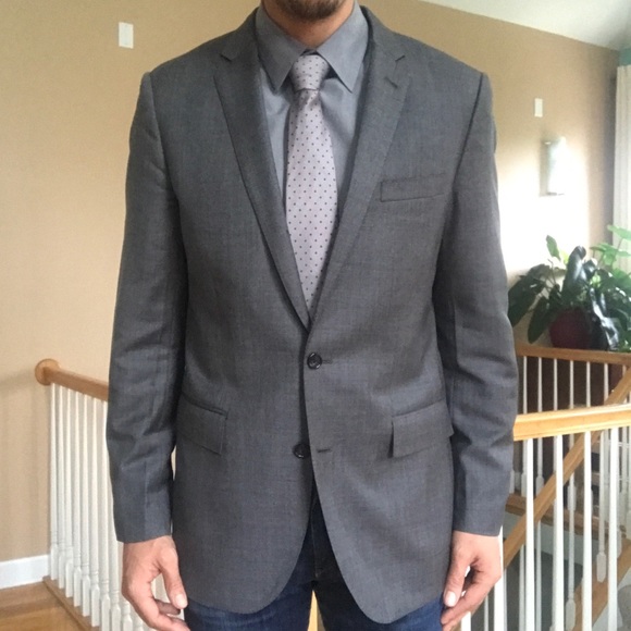 J Crew Ludlow Slim Fit Suit Jacket Men Sz 42R Charcoal Gray Italian Wool Blazer